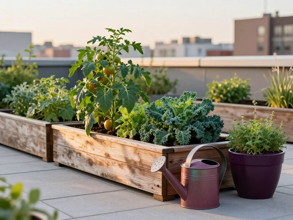 Potager urbain en bacs offrant une vision renouvelée et naturelle du quotidien citadin.
